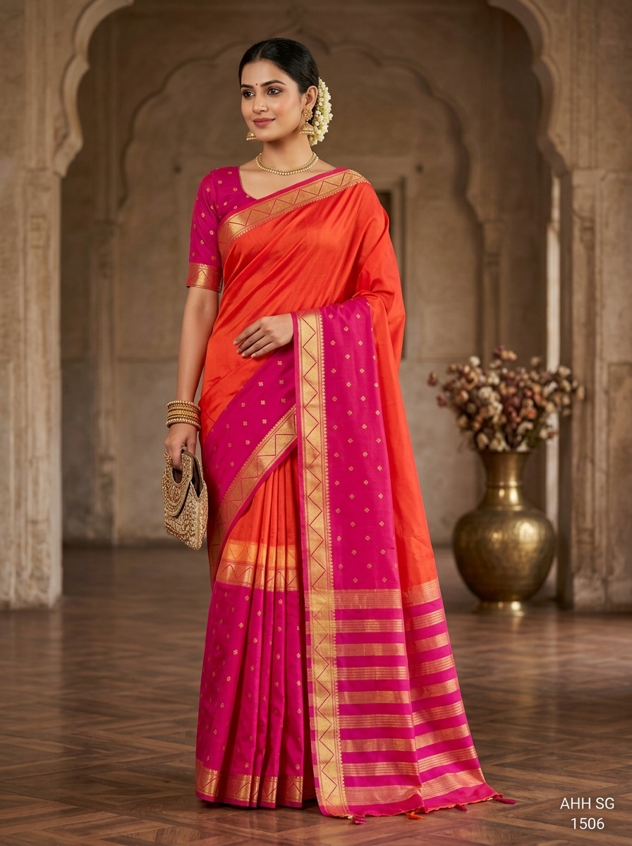 Ready-to-Wear Dual Tone Mysore Silk Saree