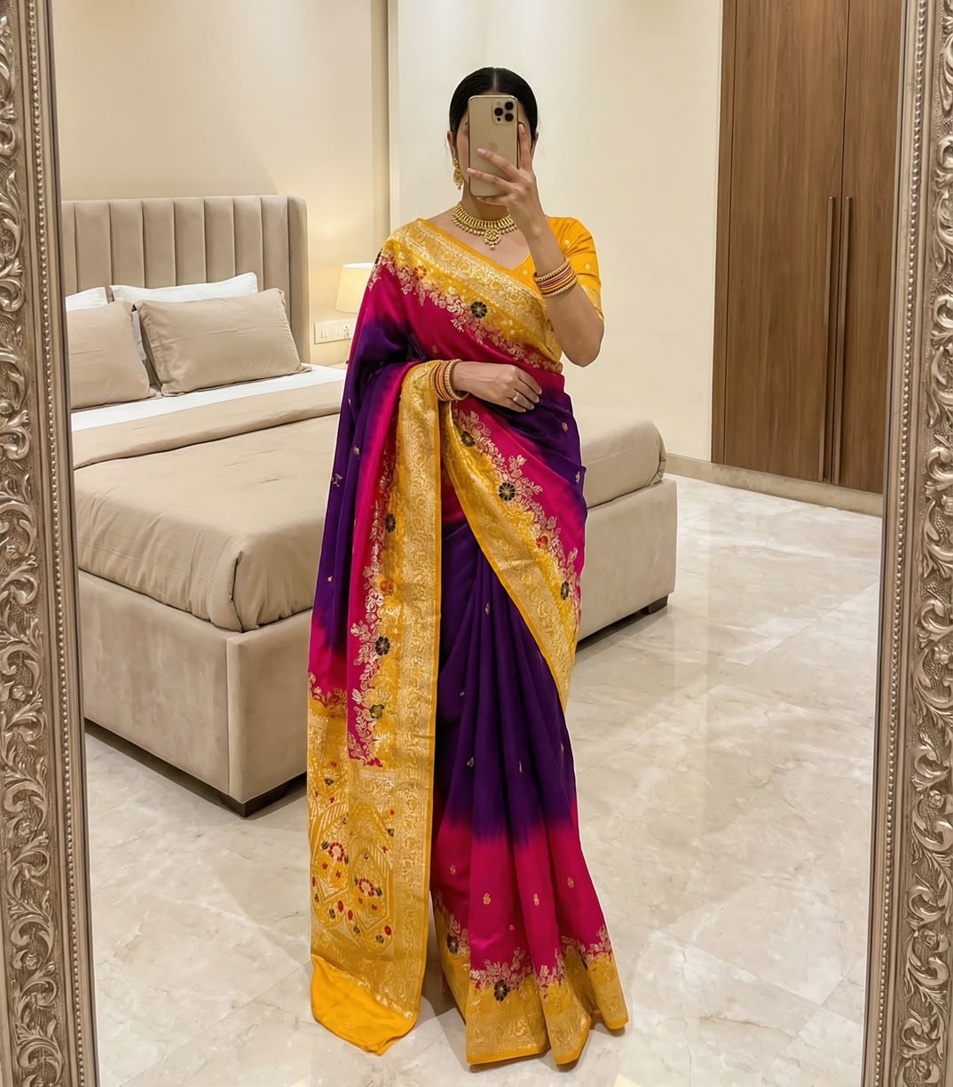 Deep Purple Viscose Dolla Silk saree