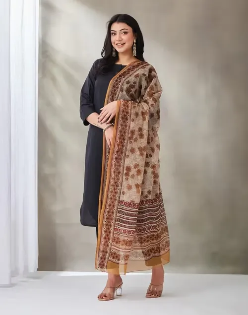 Beige Cotton Bagru Printed