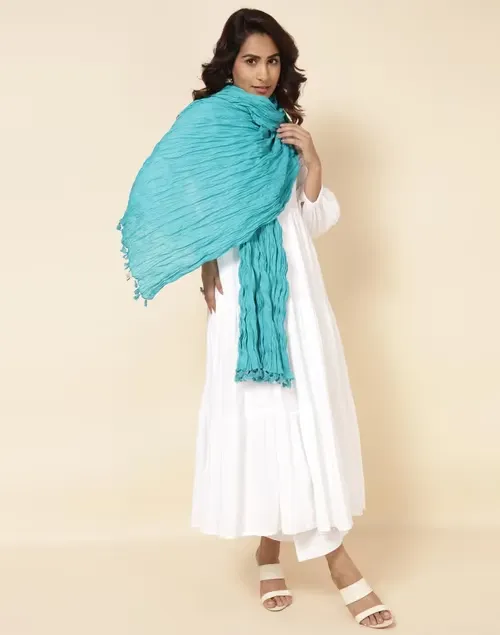 Blue Cotton Mull Plain Phunka