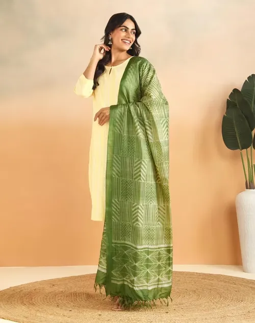 Green Silk Tie And Dye Dupatta