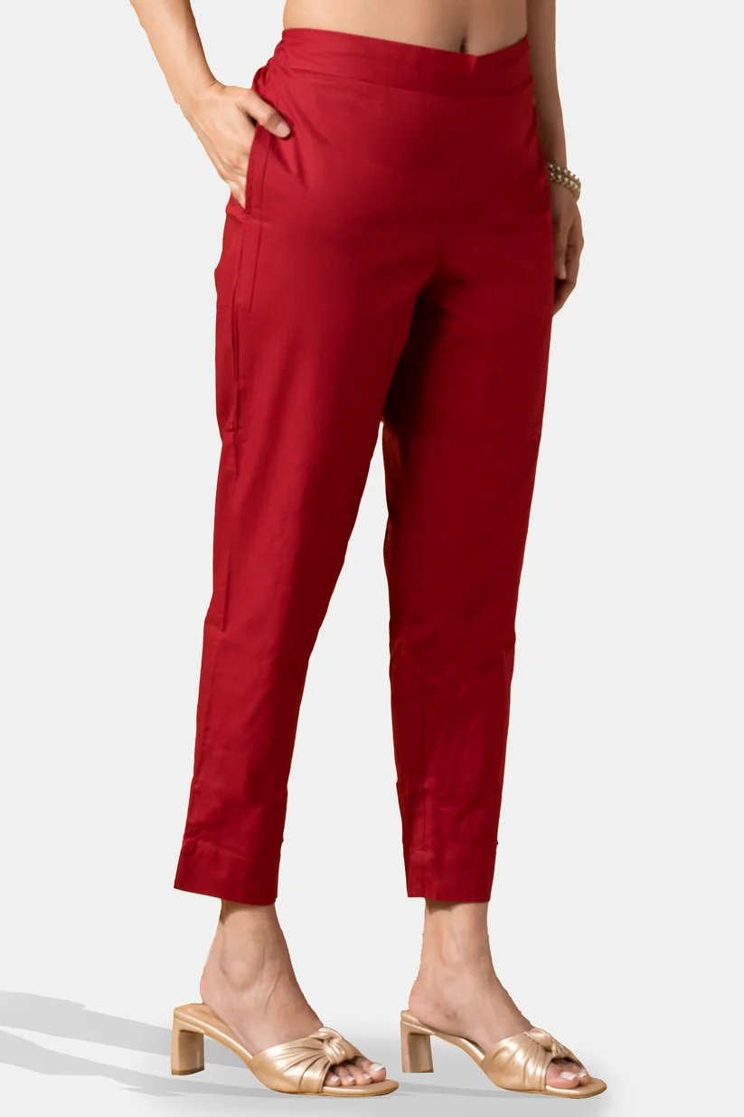 Mustard Solid Pure Cotton Straight Pant