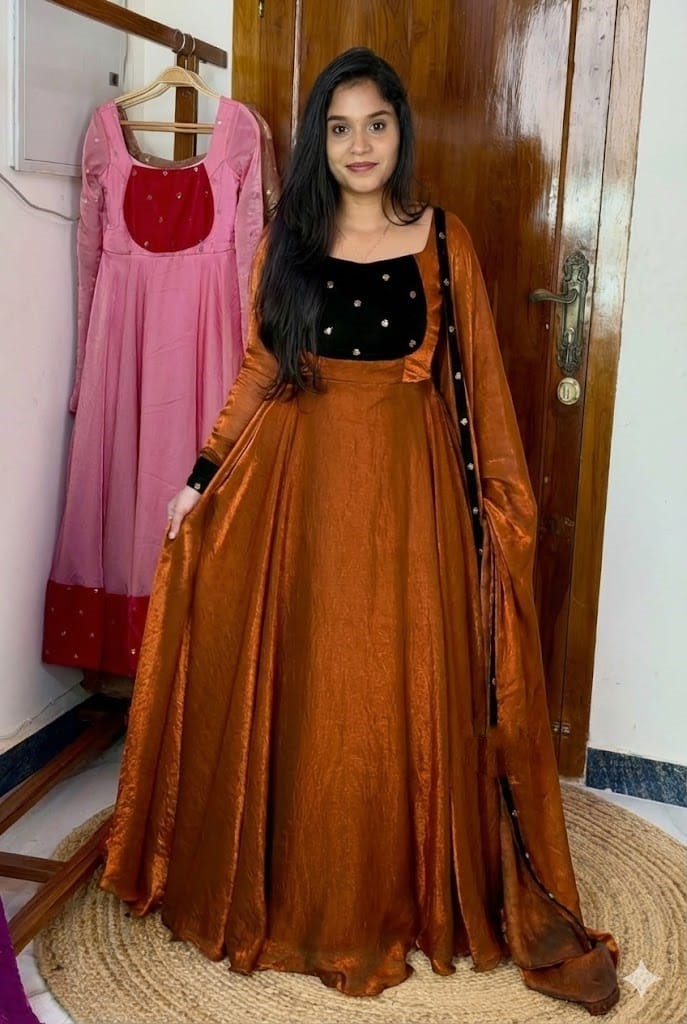Brown with Black Gown with Dupatta