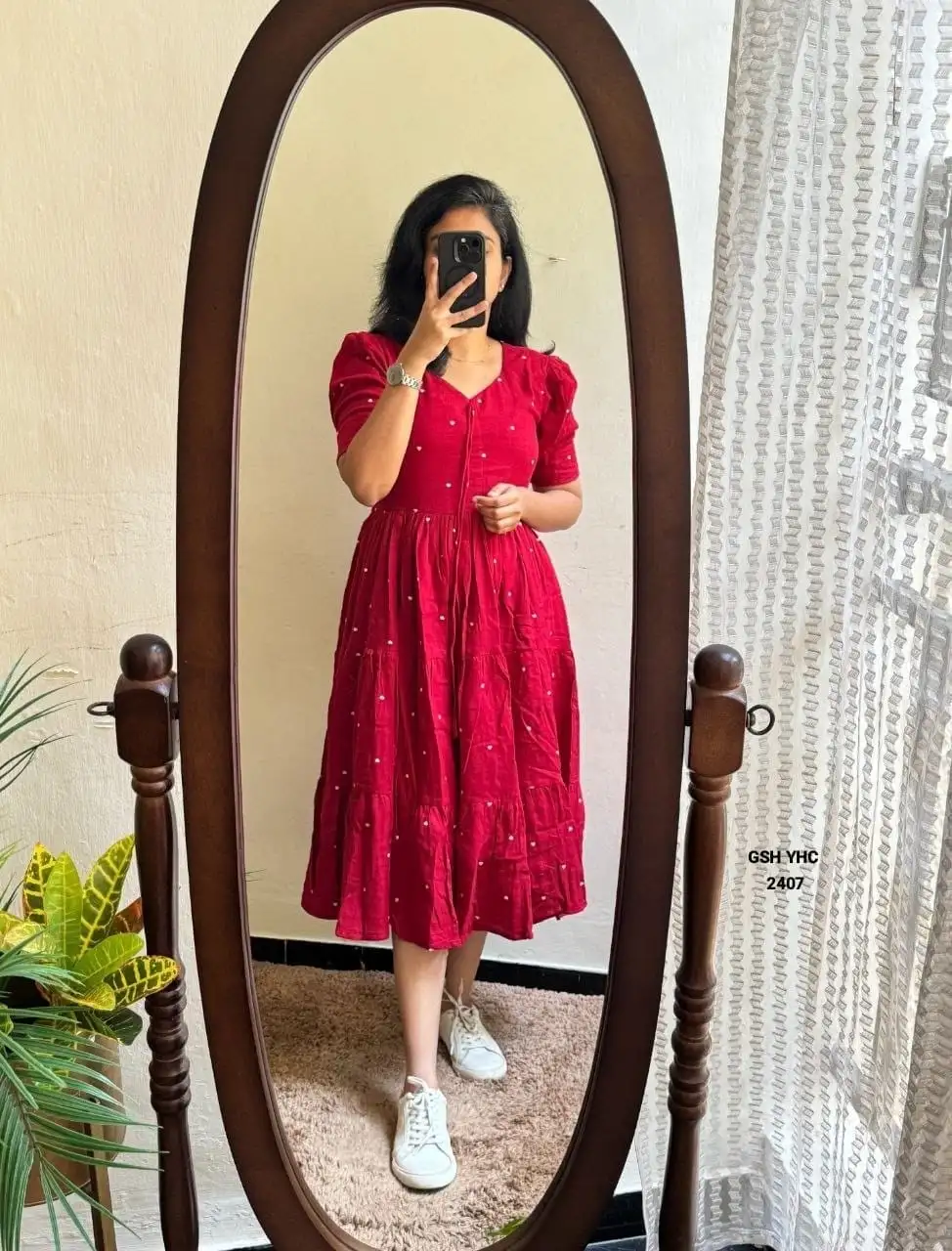 Premium Chanderi Cotton Heart Embroidered Maxi Dress