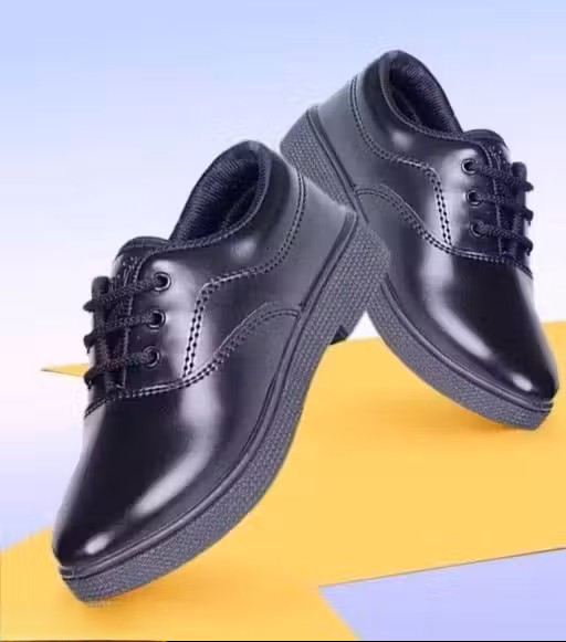 Unisex Black School Shoes with Lace | Durable & Lightweight