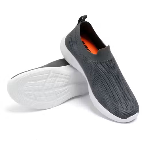 Men's Grey Knit Slip-On Walking Casual Sneakers