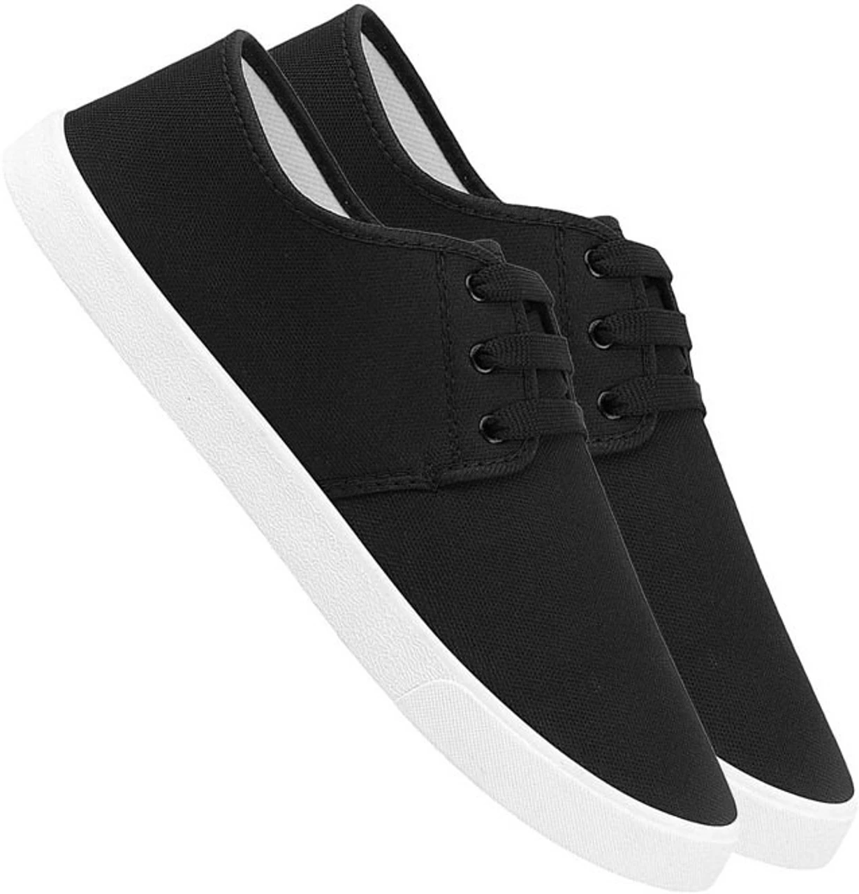 Men's Classic Black Canvas Lace-Up Casual Sneakers