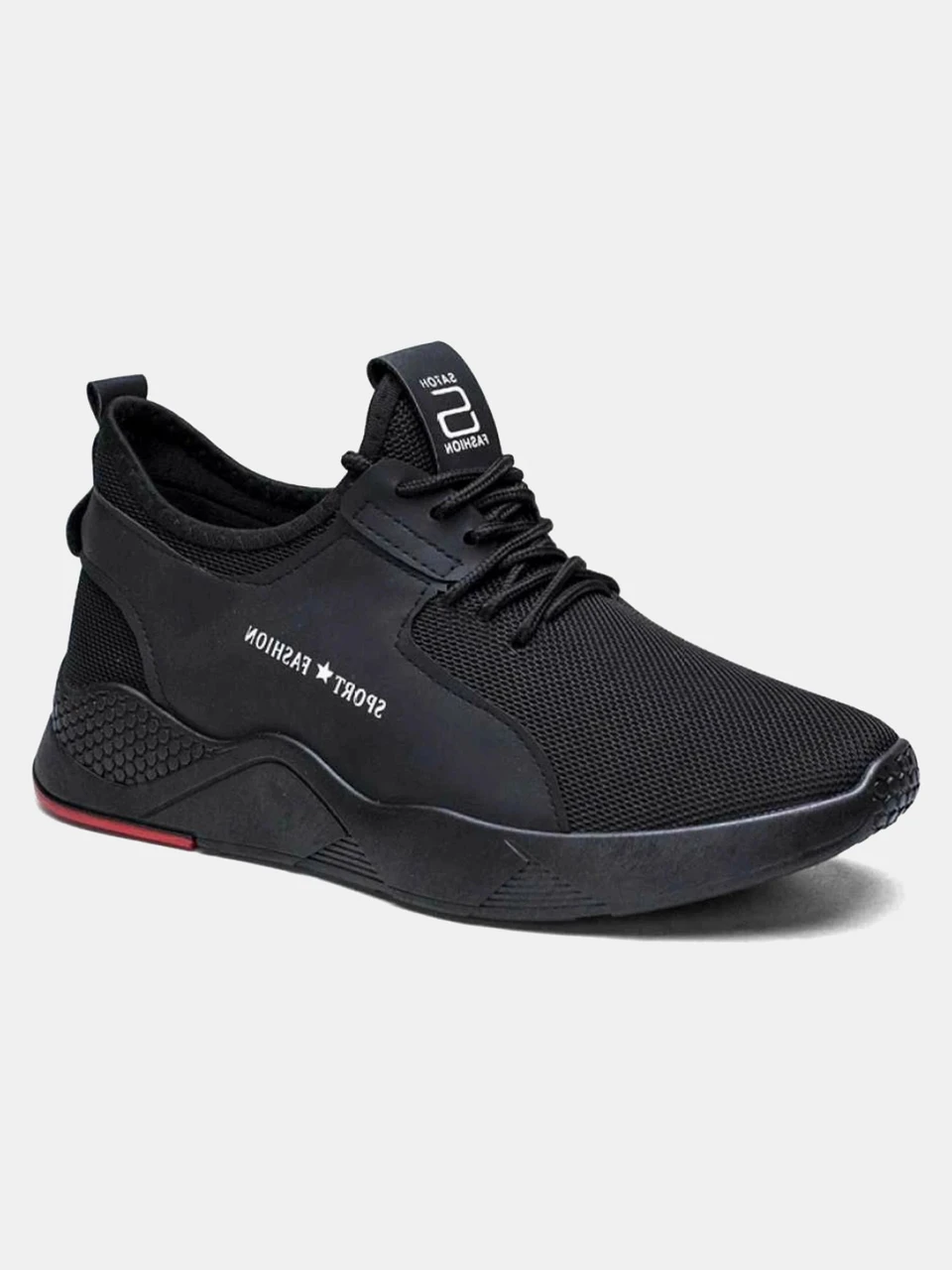 Men's Black Active Mesh Lace-Up Casual Sneakers