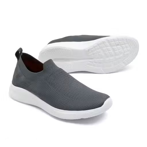 Men's Grey Knit Slip-On Walking Casual Sneakers