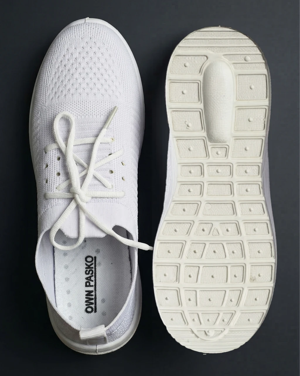 White Mesh Lace-Up Casual Walking Shoes