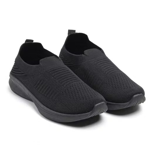 Women's Black Slip-On Knit Casual Shoes