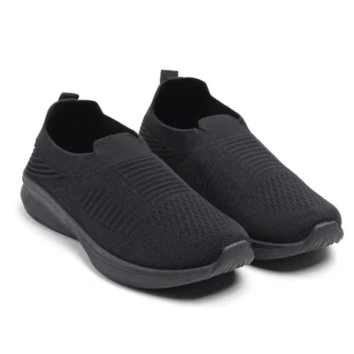 Women's Black Slip-On Knit Casual Shoes