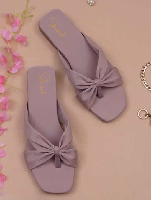 Lavender Bow Comfort Slip-On Flats