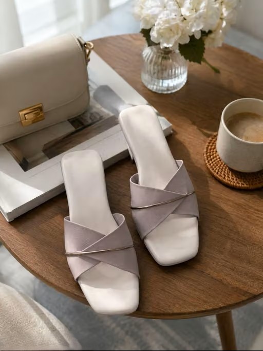 Lavender Cross Strap Comfort Flats