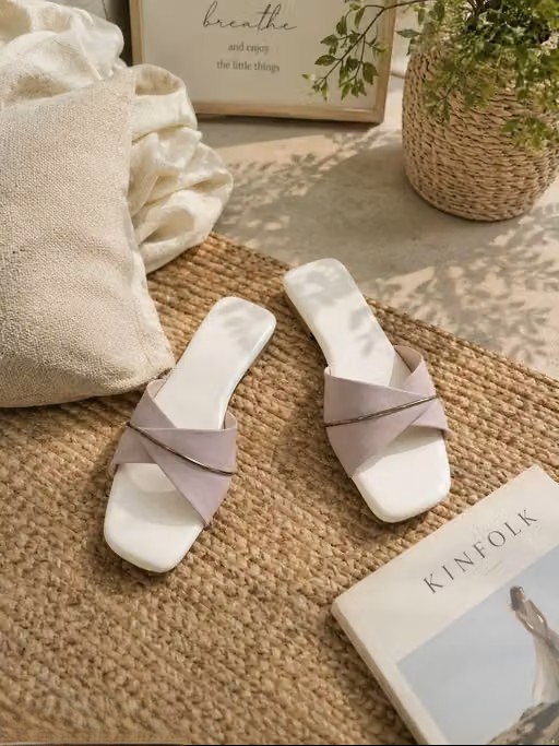 Lavender Cross Strap Comfort Flats