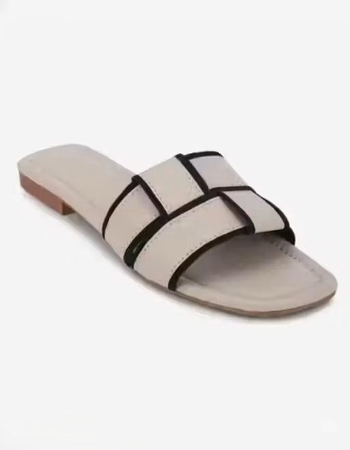 Cream Woven Strap Comfort Flats