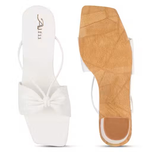 White Bow Block Heels