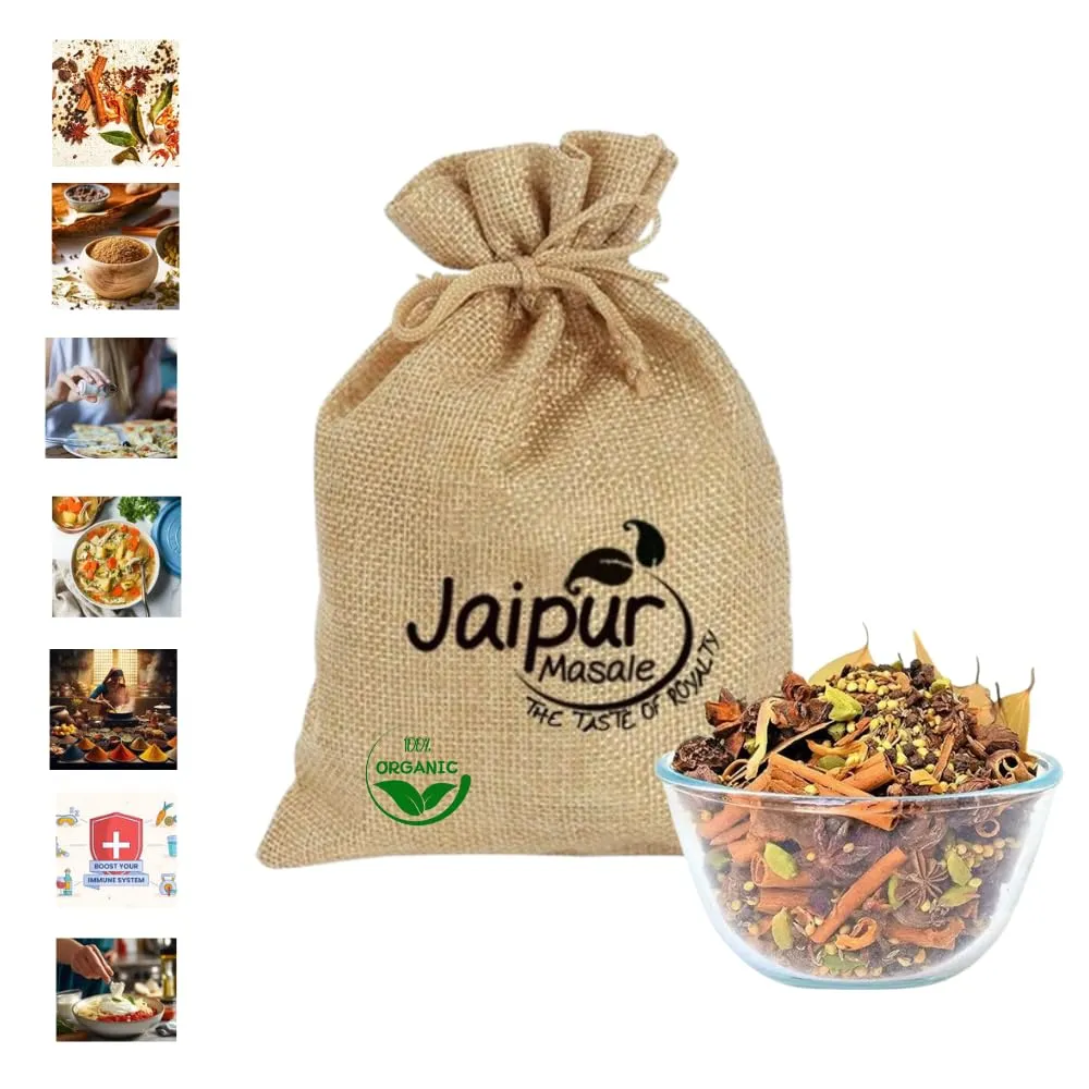 JAIPUR MASALE Khada Garam Masala Whole Spices Blend Sabut Garam Masala (200g) with Jute Bag