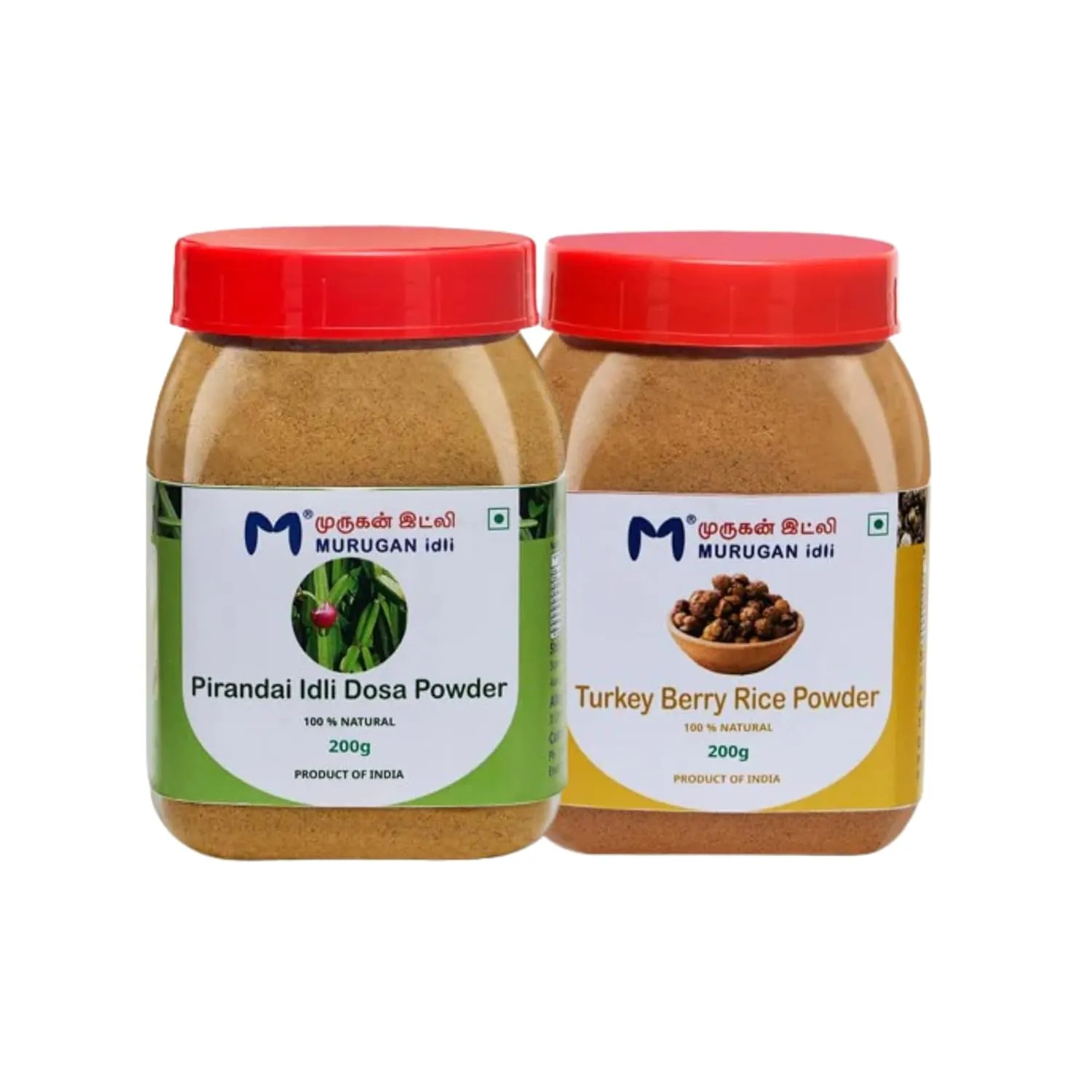 MURUGAN IDLI Sundakkai Sadam Podi & Pirandai Idli Dosa Podi – Each 1 Pack of 2