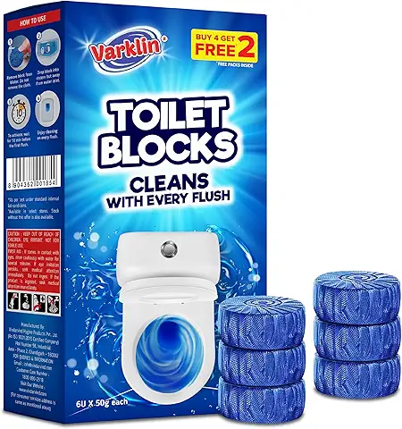 Blue Toilet Cleaner Blocks – (Buy 4 Get 2 Free) Pack of 6 | Drop-In Toilet Tank Tablets