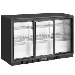 Stainless Steel 3 Door Back Bar Chiller Black