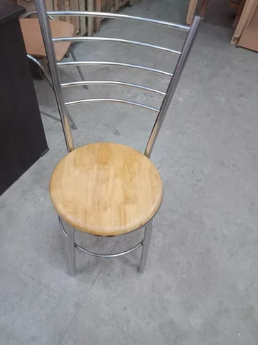 SS Chair With Wooden Top