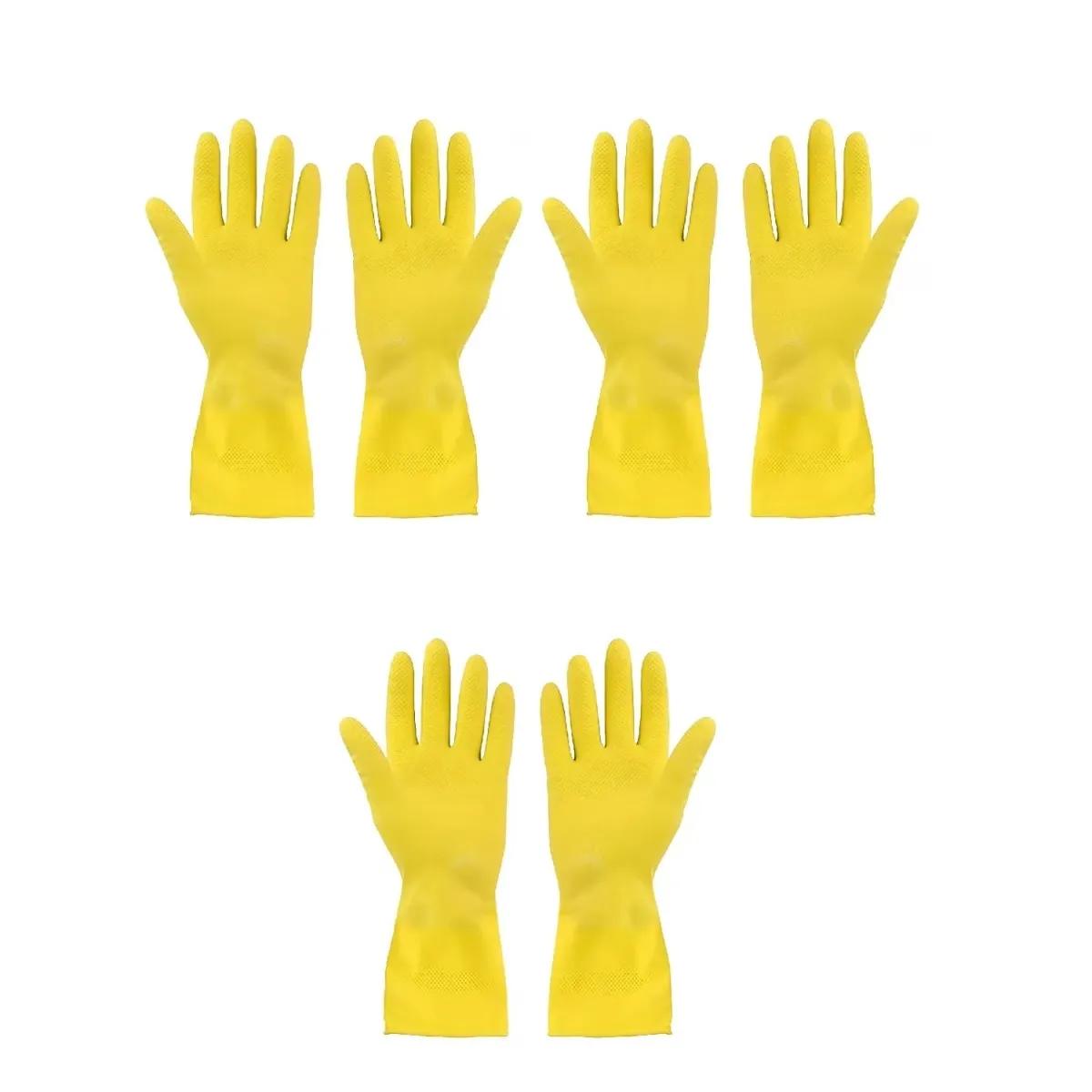 Krushi Vikas Reusable Large Yellow Gloves – 3 Pair Rubber Cleaning Gloves