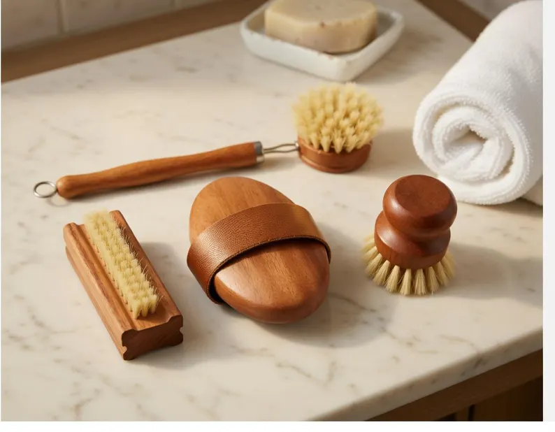 Natural Bristle Wooden Dish Brush Set