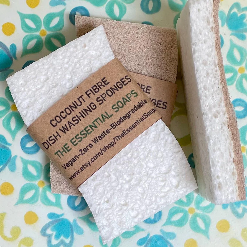 Natural Coconut Fibre Scrubber Sponge Compostable Kitchen Cleaning