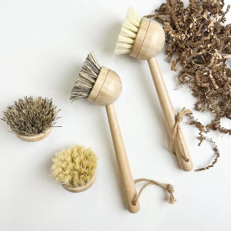 Bamboo Kitchen Brush Natural Bristles