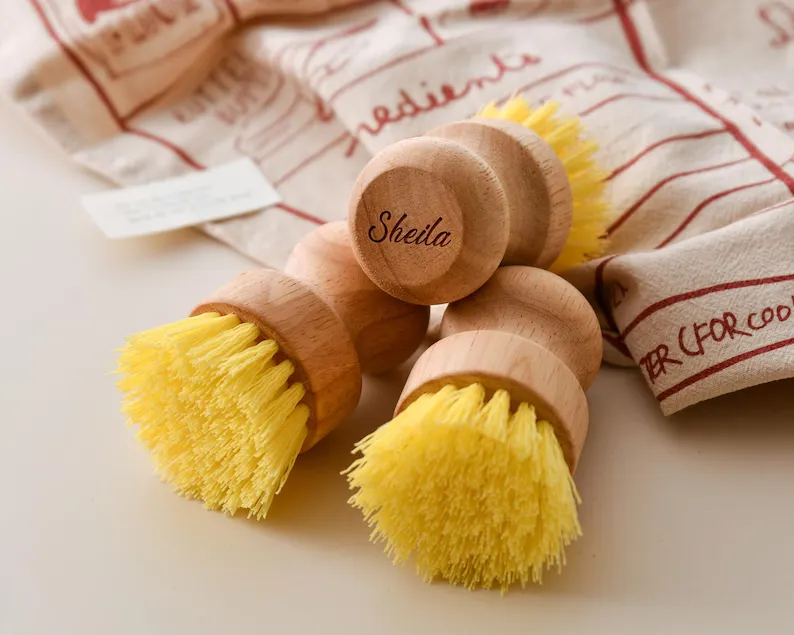 Custom Engraved Wooden Dish Brush Housewarming Treat