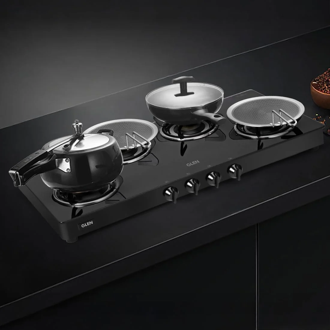 Glen 4 Burner LPG Gas Stove Toughened Glass Top