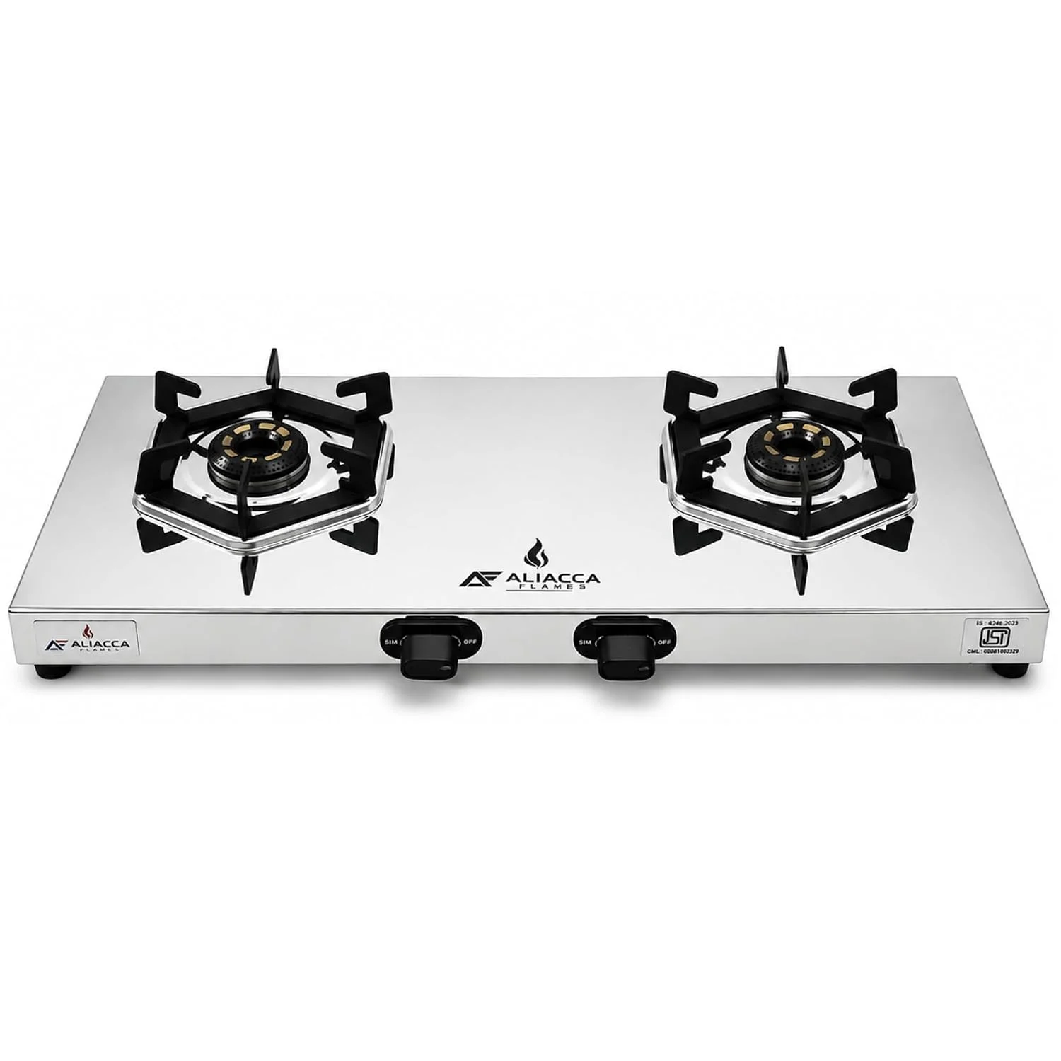 Aliacca Max Gas Stove 2 Burners Steel