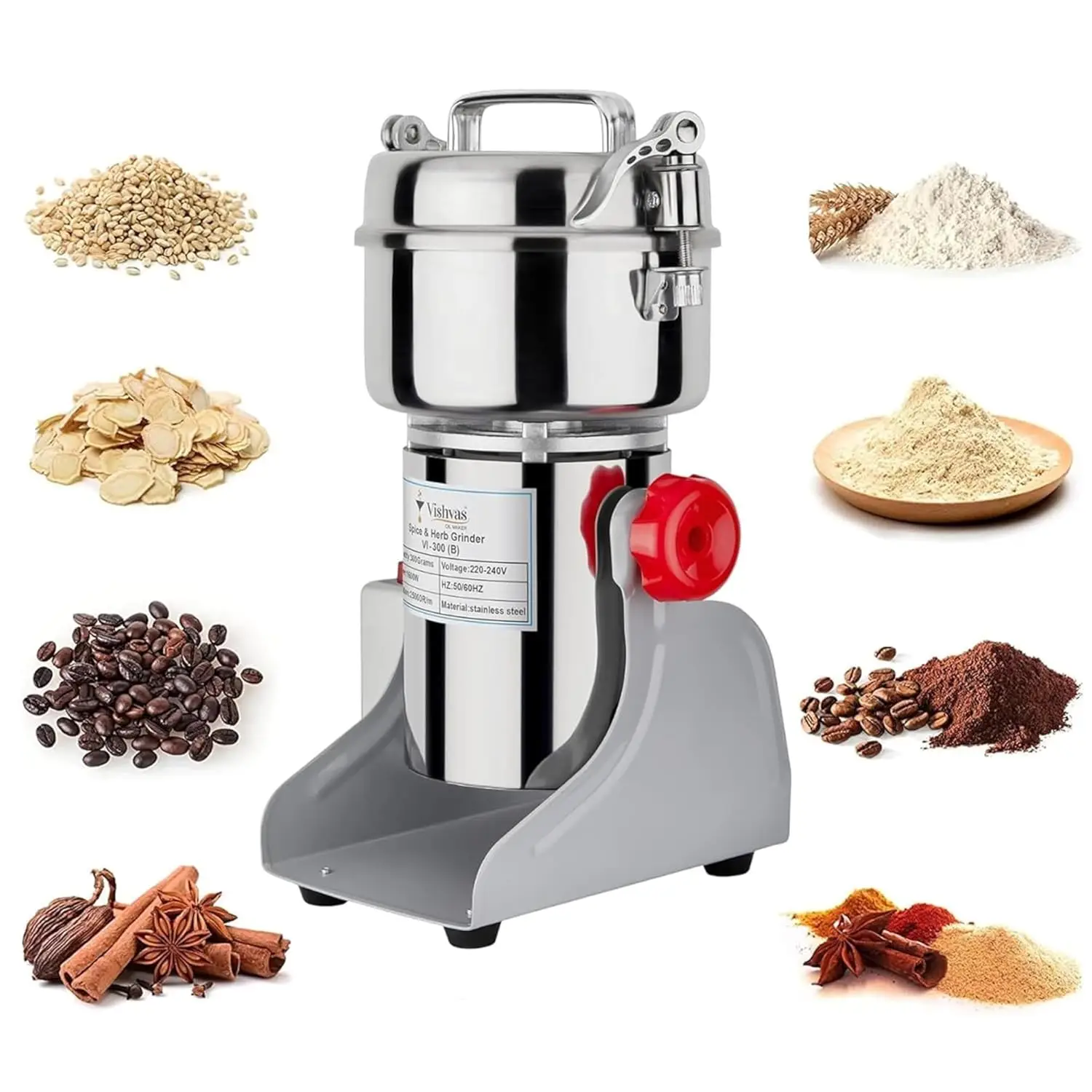 Vishvas Masala Grinder Machine for Home Use with 300gm Dry Masala Spices Mixer Grinder Machine 300 GM (B) Stainless Steel