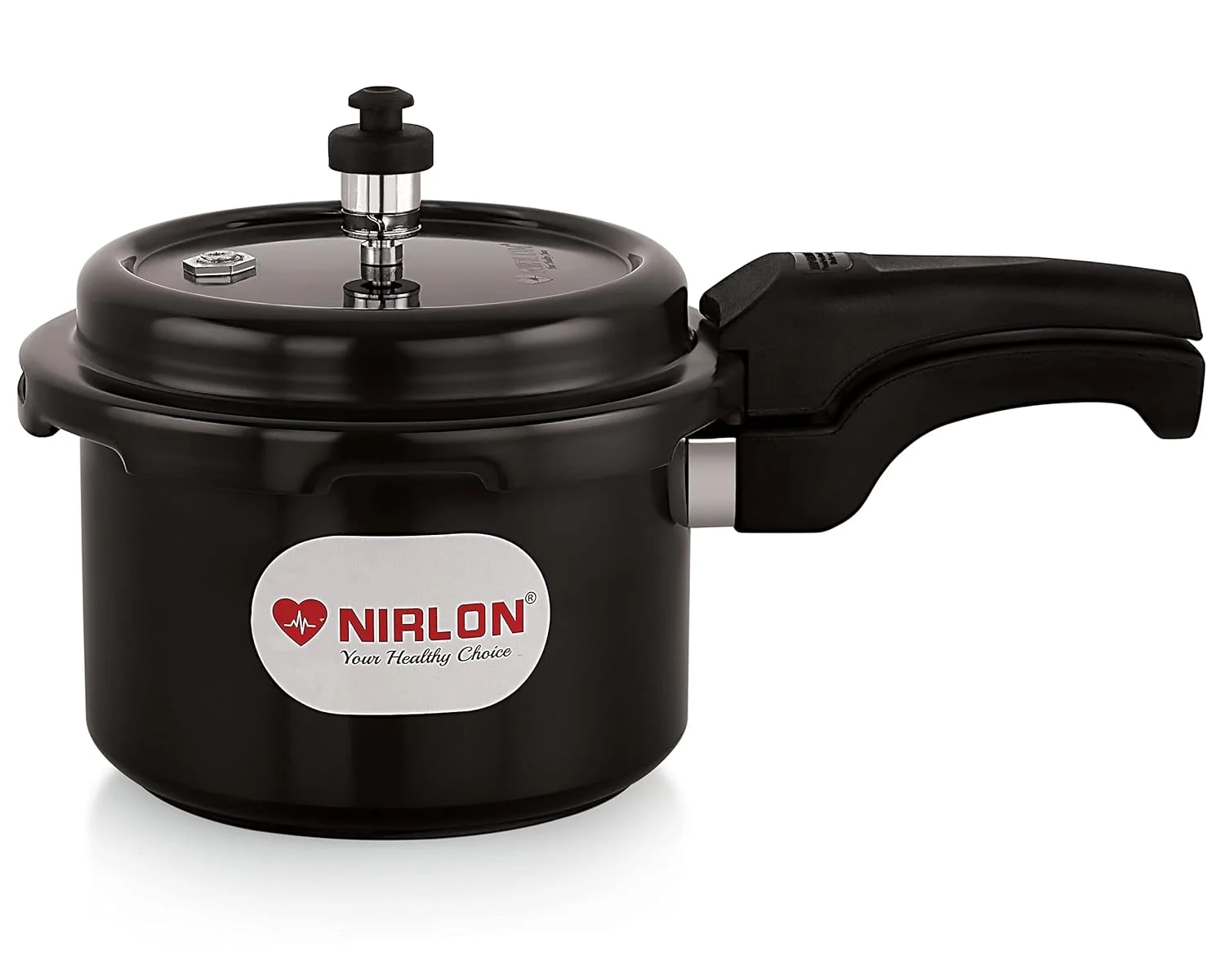 Hard Anodised Aluminium Outer Lid Pressure Cooker Compatible With Induction & Gas, 3 Liters, Black