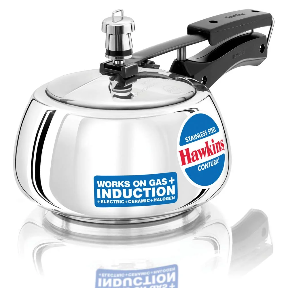 Hawkins 2 Litre Contura Pressure Cooker, Stainless Steel Inner Lid Cooker, Induction Cooker, Silver (SSC20)