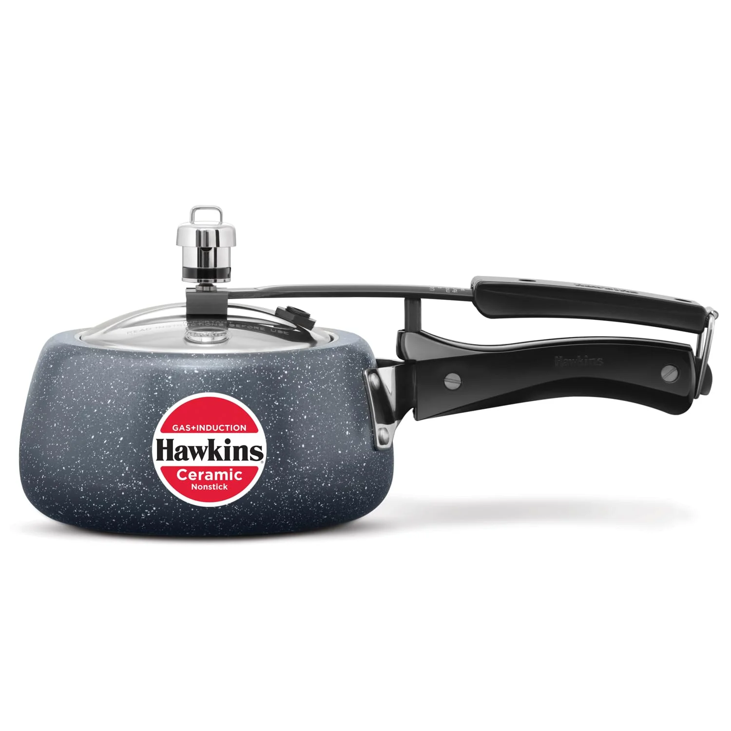 1.5 Litre Ceramic Nonstick Pressure Cooker, Induction Inner Lid Baby Cooker, Granite Contura shaped Cooker, Blue (ICC15)