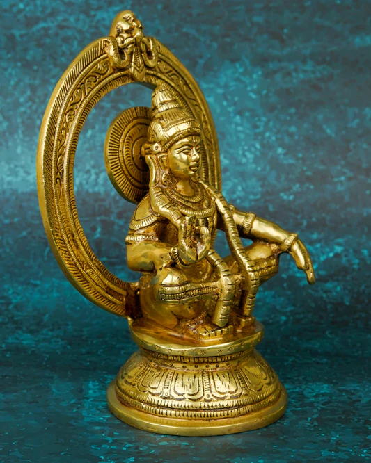 Brass Ayyapan Idol - 8 inch
