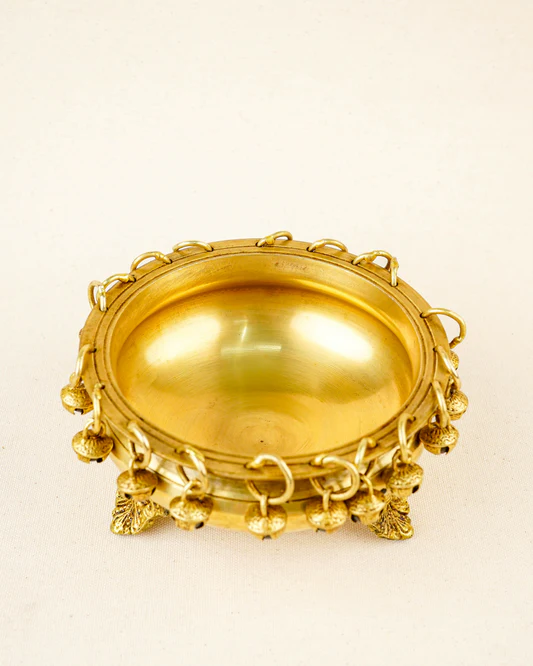 Brass Urli with Bells - 5 inch -