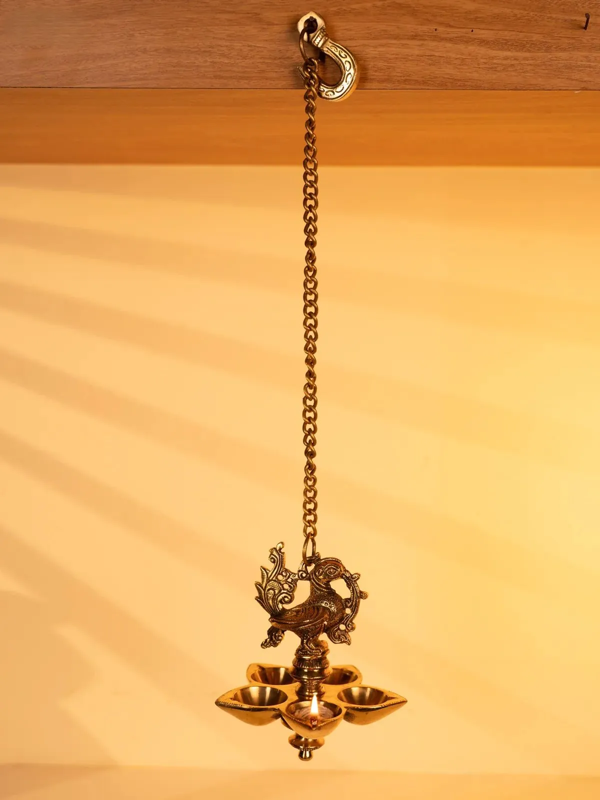 Brass 5-face Annapakshi Hanging Diya - KK26163