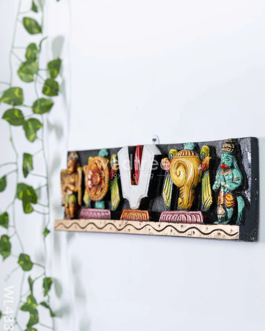 Wooden Carved Shank Chakra Nama Panel - 18 inch