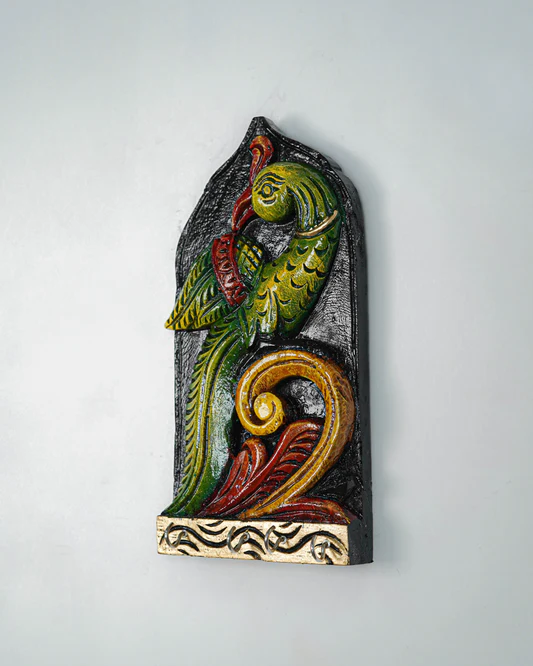 Wooden Carved Parrot Key Hanger - 12 inch -