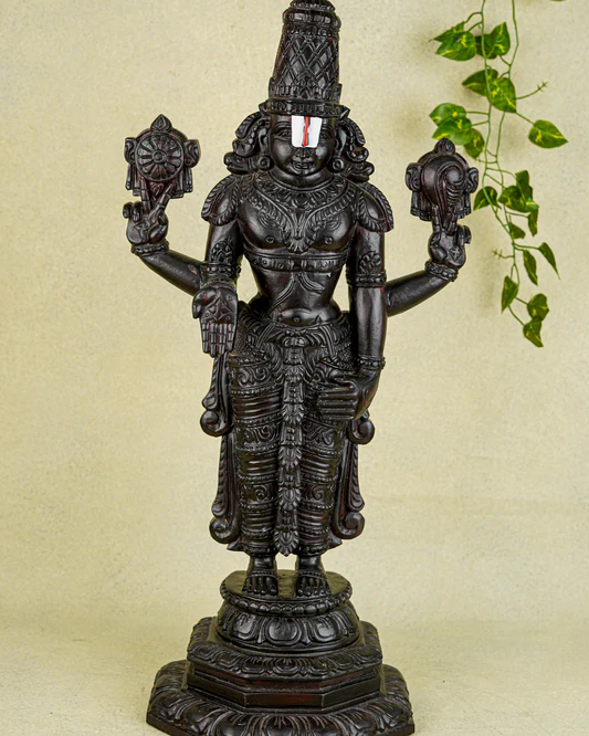 Wooden Carved Tirupathi Balaji Idol - 26 inch