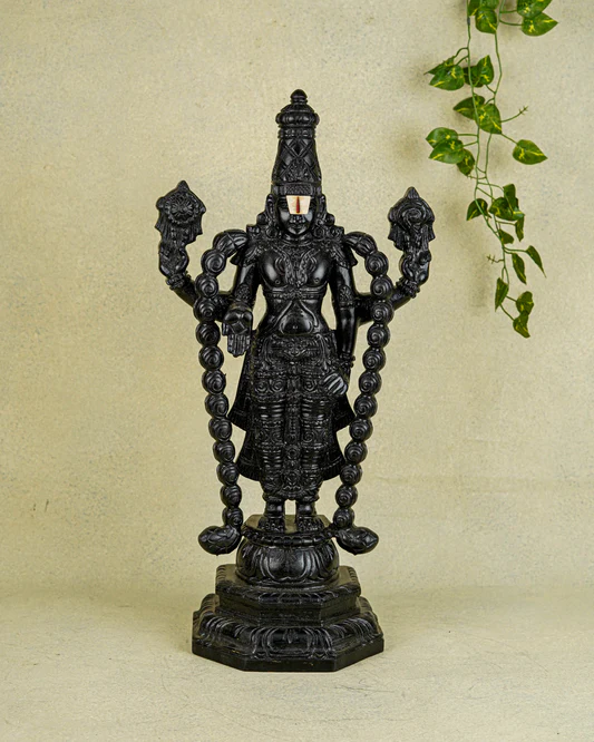 Wooden Carved Tirupathi Balaji Idol - 24 inch