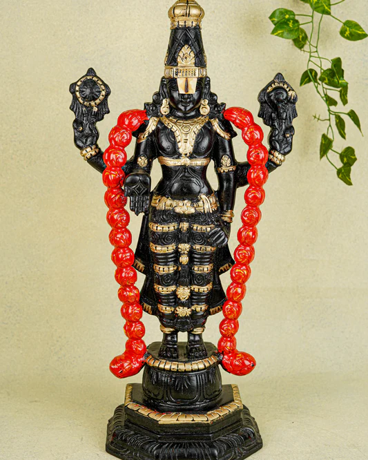 Wooden Carved Tirupathi Balaji Idol - 24 inch