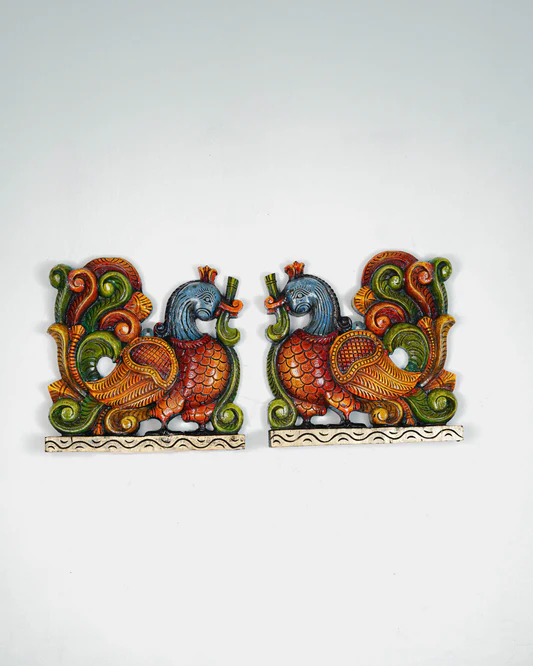 Wooden Carved Annapakshi Bracket - Set of 2 - 11 inch -