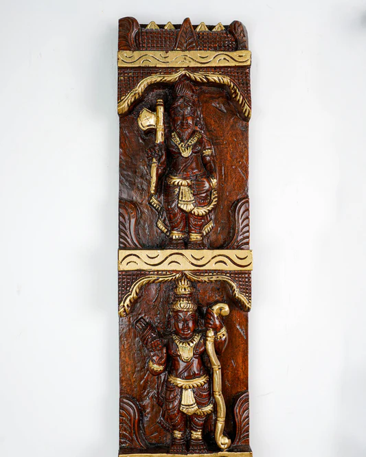 Wooden Carved Dasavatharam Wall Hanging Panel - Set of 2