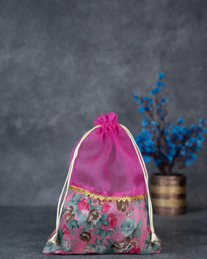 Floral String Bag - 11x7 Inch