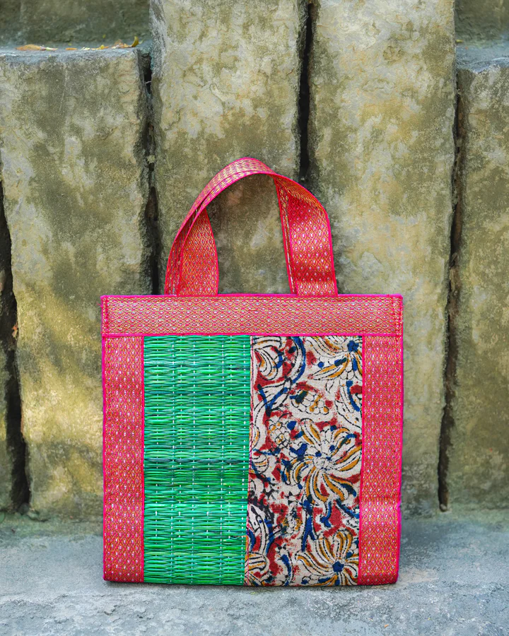 Kalamkari Korai Handbag - 8x8 inch