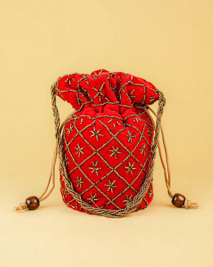 Potli Bag with Chamki Work - 8 inch